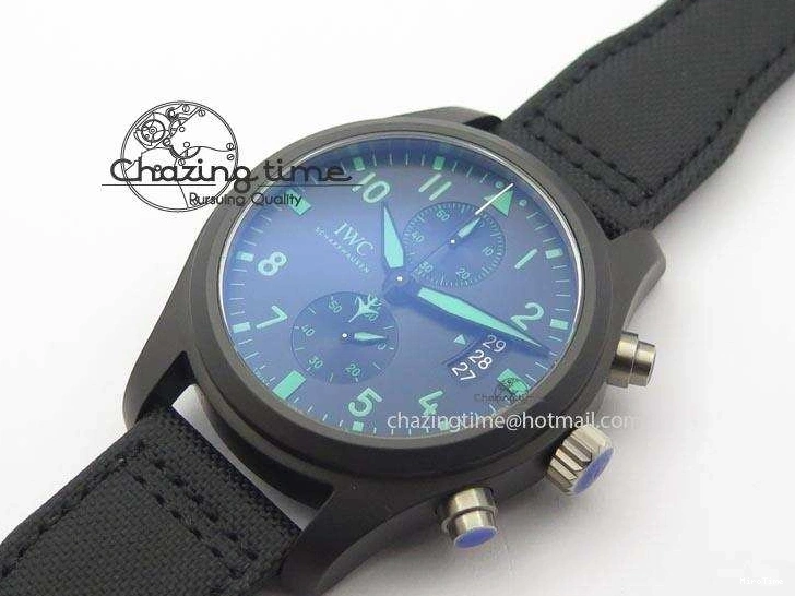 MIROTIME 0414 Pilot Chrono IW388003 Real Ceramic V6F Best Edition Green Markers On Black Nylon Strap A Effortless 7283